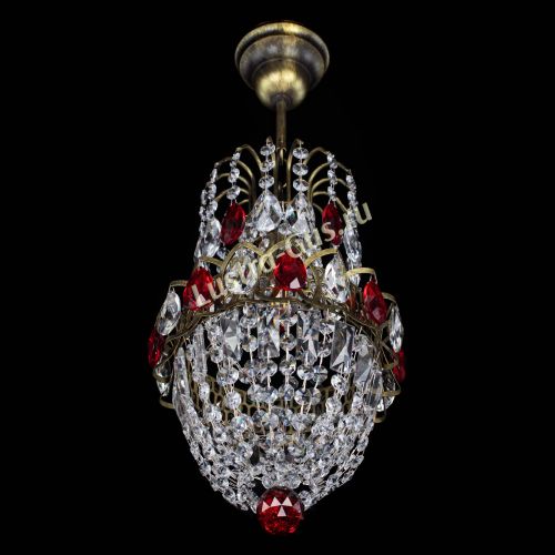 Люстра Астра №1 узкая красная под бронзу в Саратове Гусь Хрустальный