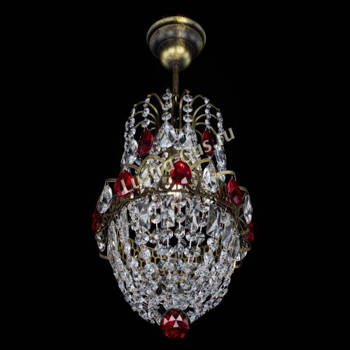 Люстра Астра №1 узкая красная под бронзу в Саратове Гусь Хрустальный