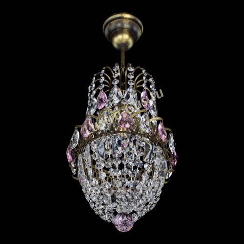 Люстра Астра №1 узкая розовая под бронзу в Саратове Гусь Хрустальный