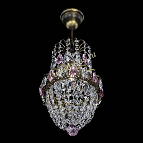 Люстра Астра №1 узкая розовая под бронзу в Саратове Гусь Хрустальный