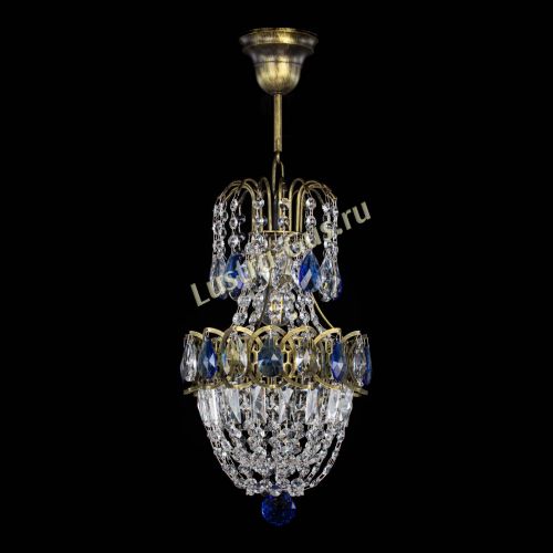 Люстра Астра №1 узкая синяя под бронзу в Саратове Гусь Хрустальный