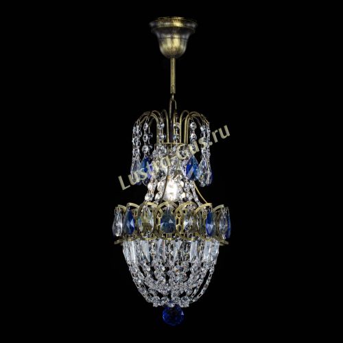 Люстра Астра №1 узкая синяя под бронзу в Саратове Гусь Хрустальный