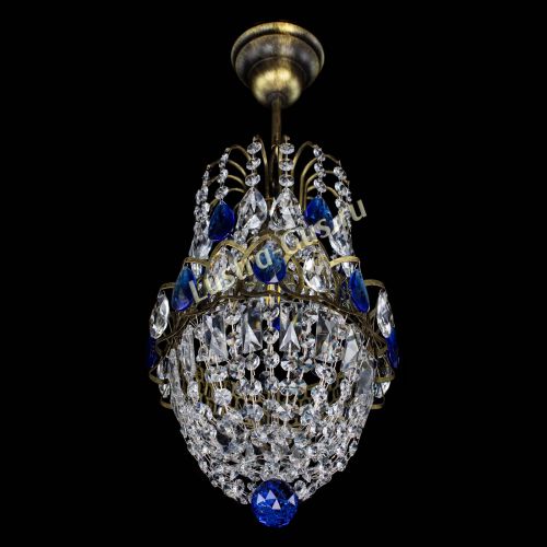 Люстра Астра №1 узкая синяя под бронзу в Саратове Гусь Хрустальный