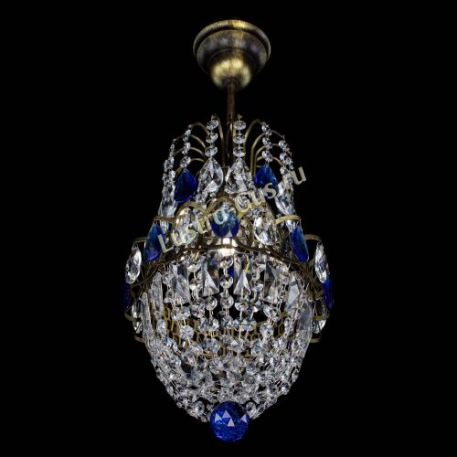 Люстра Астра №1 узкая синяя под бронзу в Саратове Гусь Хрустальный