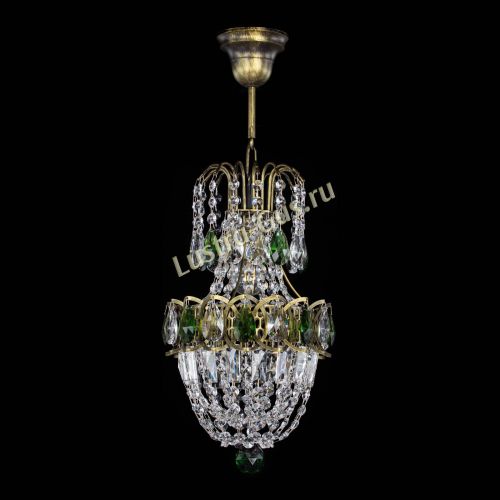 Люстра Астра №1 узкая зеленая под бронзу в Саратове Гусь Хрустальный
