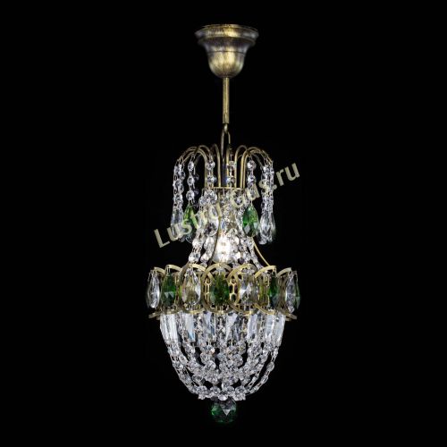 Люстра Астра №1 узкая зеленая под бронзу в Саратове Гусь Хрустальный