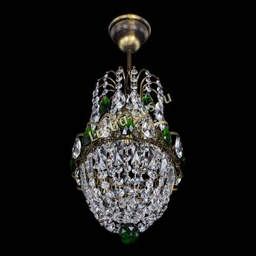 Люстра Астра №1 узкая зеленая под бронзу в Саратове Гусь Хрустальный