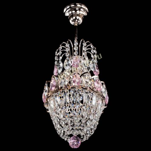 Люстра Астра №1 узкая розовая в Саратове Гусь Хрустальный