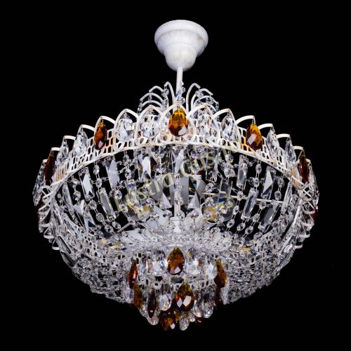 Люстра Астра Белая с подвесом чайная в Саратове Гусь Хрустальный