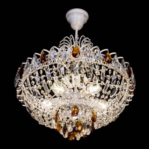 Люстра Астра Белая с подвесом чайная в Саратове Гусь Хрустальный