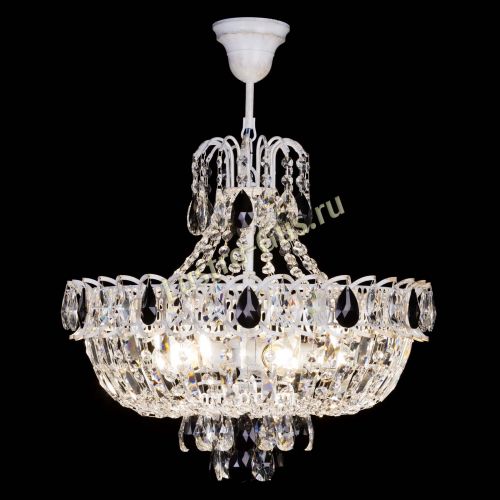 Люстра Астра Белая с подвесом черная в Саратове Гусь Хрустальный