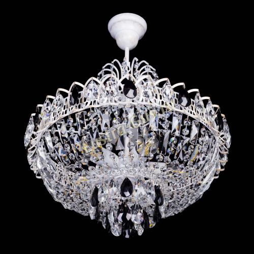 Люстра Астра Белая с подвесом черная в Саратове Гусь Хрустальный