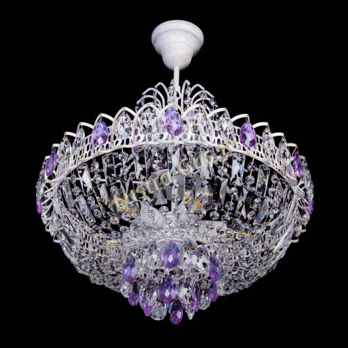 Люстра Астра Белая с подвесом фиолетовая в Саратове Гусь Хрустальный