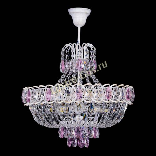 Люстра Астра Белая с подвесом розовая в Саратове Гусь Хрустальный
