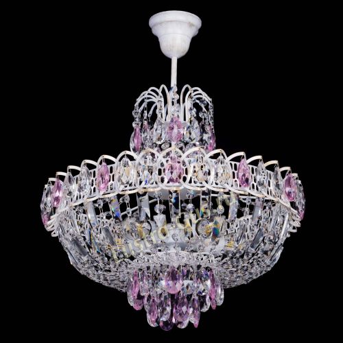 Люстра Астра Белая с подвесом розовая в Саратове Гусь Хрустальный