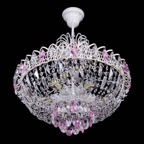 Люстра Астра Белая с подвесом розовая в Саратове Гусь Хрустальный