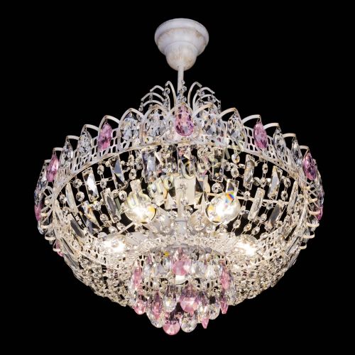 Люстра Астра Белая с подвесом розовая в Саратове Гусь Хрустальный