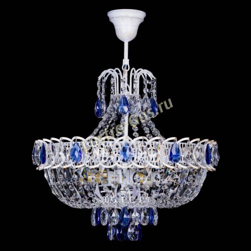 Люстра Астра Белая с подвесом синяя в Саратове Гусь Хрустальный
