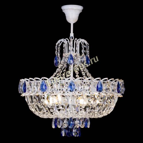 Люстра Астра Белая с подвесом синяя в Саратове Гусь Хрустальный