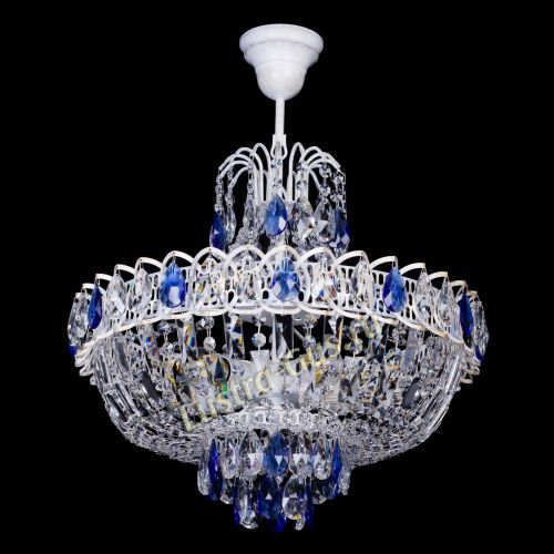 Люстра Астра Белая с подвесом синяя в Саратове Гусь Хрустальный