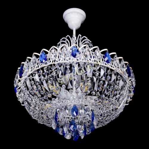 Люстра Астра Белая с подвесом синяя в Саратове Гусь Хрустальный