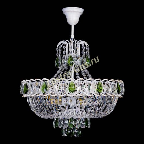 Люстра Астра Белая с подвесом зеленая в Саратове Гусь Хрустальный