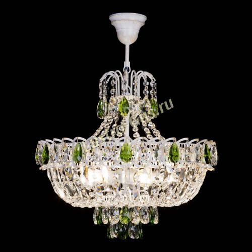 Люстра Астра Белая с подвесом зеленая в Саратове Гусь Хрустальный