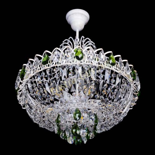 Люстра Астра Белая с подвесом зеленая в Саратове Гусь Хрустальный