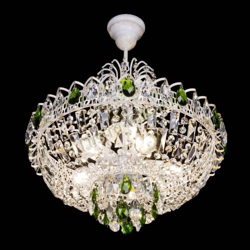 Люстра Астра Белая с подвесом зеленая в Саратове Гусь Хрустальный