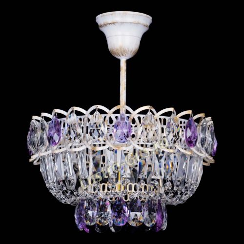 Люстра Астра Бутон №1 Фиолетовая - белая с подвесом в Саратове Гусь Хрустальный