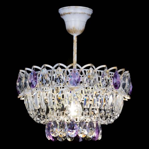 Люстра Астра Бутон №1 Фиолетовая - белая с подвесом в Саратове Гусь Хрустальный