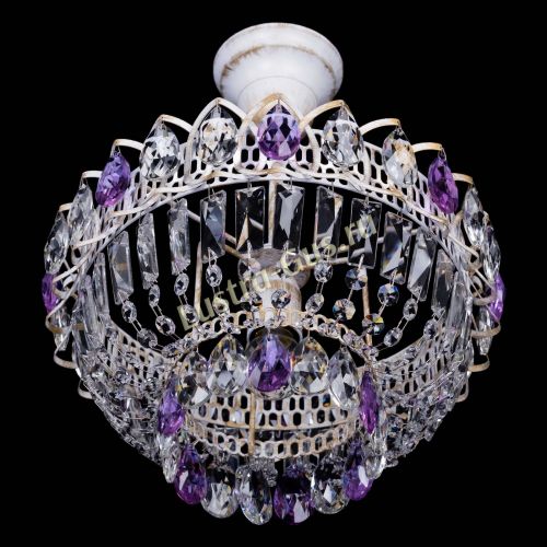 Люстра Астра Бутон №1 Фиолетовая - белая с подвесом в Саратове Гусь Хрустальный