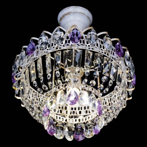 Люстра Астра Бутон №1 Фиолетовая - белая с подвесом в Саратове Гусь Хрустальный