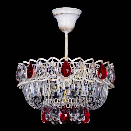 Люстра Астра Бутон №1 Красная - белая с подвесом  в Саратове Гусь Хрустальный