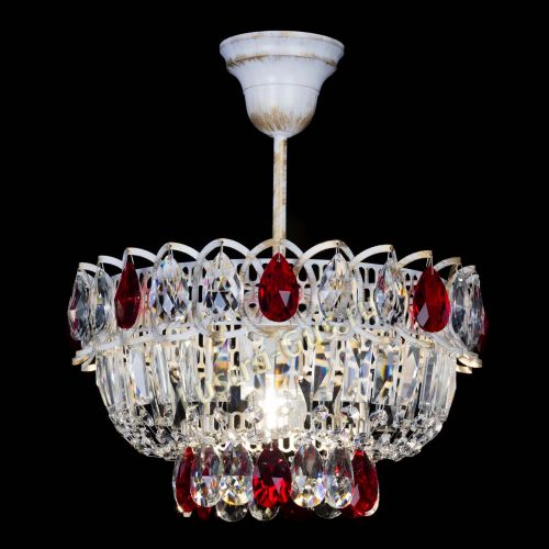 Люстра Астра Бутон №1 Красная - белая с подвесом  в Саратове Гусь Хрустальный