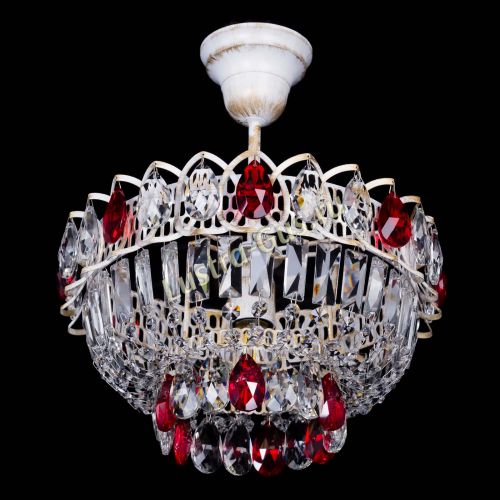 Люстра Астра Бутон №1 Красная - белая с подвесом  в Саратове Гусь Хрустальный