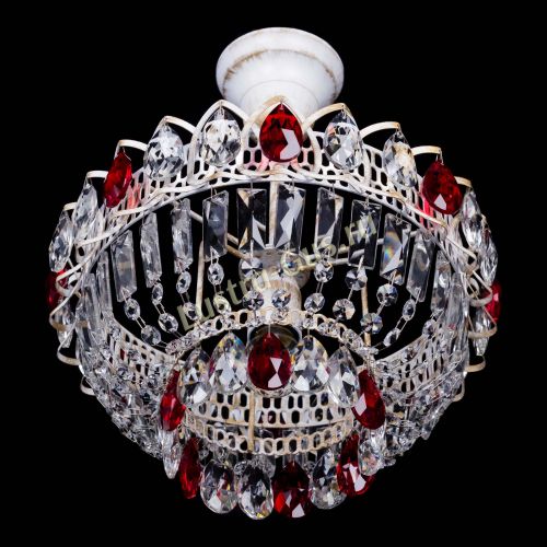 Люстра Астра Бутон №1 Красная - белая с подвесом  в Саратове Гусь Хрустальный
