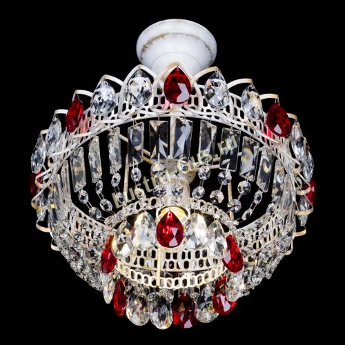 Люстра Астра Бутон №1 Красная - белая с подвесом  в Саратове Гусь Хрустальный