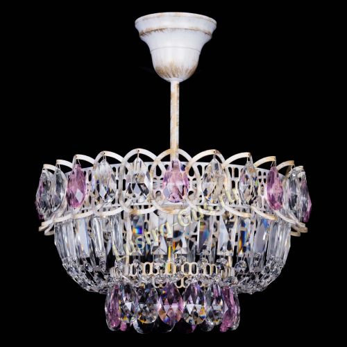 Люстра Астра Бутон №1 Розовая - белая с подвесом  в Саратове Гусь Хрустальный