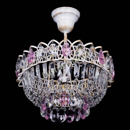 Люстра Астра Бутон №1 Розовая - белая с подвесом  в Саратове Гусь Хрустальный