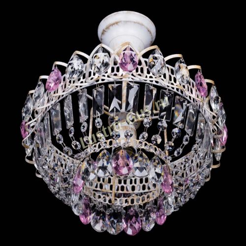 Люстра Астра Бутон №1 Розовая - белая с подвесом  в Саратове Гусь Хрустальный