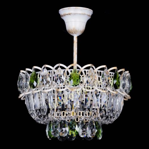 Люстра Астра Бутон №1 Зеленая - белая с подвесом  в Саратове Гусь Хрустальный