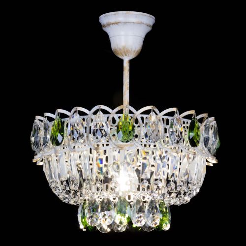 Люстра Астра Бутон №1 Зеленая - белая с подвесом  в Саратове Гусь Хрустальный
