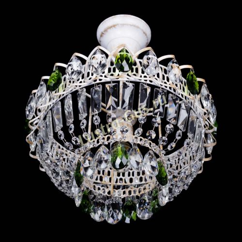 Люстра Астра Бутон №1 Зеленая - белая с подвесом  в Саратове Гусь Хрустальный