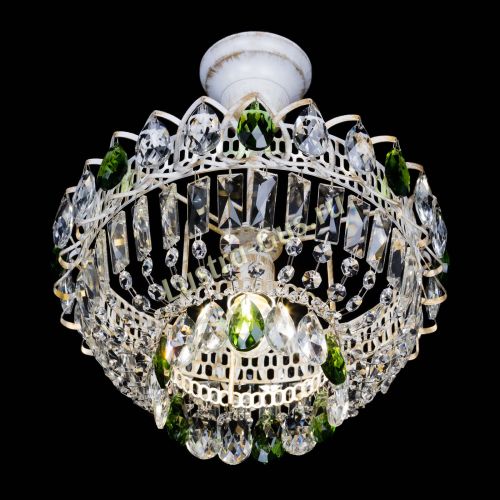 Люстра Астра Бутон №1 Зеленая - белая с подвесом  в Саратове Гусь Хрустальный