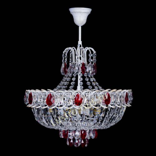 Люстра Астра Белая с подвесом красная в Саратове Гусь Хрустальный