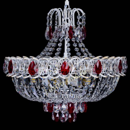 Люстра Астра Белая с подвесом красная в Саратове Гусь Хрустальный