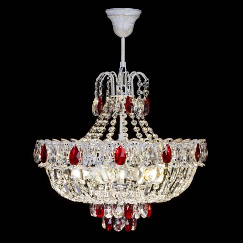 Люстра Астра Белая с подвесом красная в Саратове Гусь Хрустальный