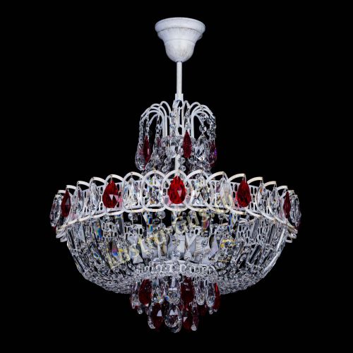 Люстра Астра Белая с подвесом красная в Саратове Гусь Хрустальный