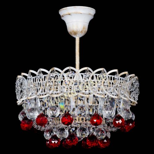 Люстра Астра шар №1 Красная белая в Саратове Гусь Хрустальный
